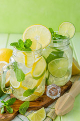 Selection of infused water for detox