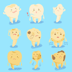  cartoon tooth decay feel unhappy