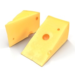 Swiss Cheese on White. 3D illustration