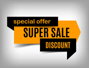 Sale banner design. Orange trendy discount poster, special offer. Vector illustration, eps 10