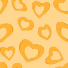 3D Golden hearts. Seamless background