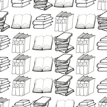 Seamless pattern with books
