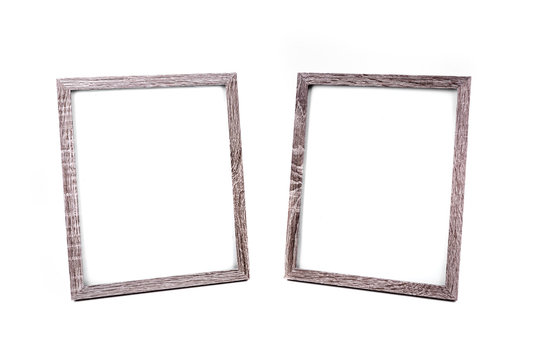 Two Grey Picture Frames Isolated On A White Background