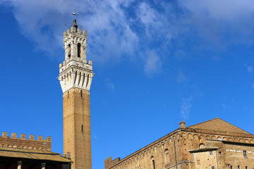 Fototapeta premium The Torre del Mangia (Tower of Mangia) 1348. City of Siena, Toscana (Tuscany), Italy 