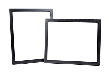 Two black picture frames isolated on a white background