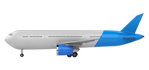 white and blue mock up plane