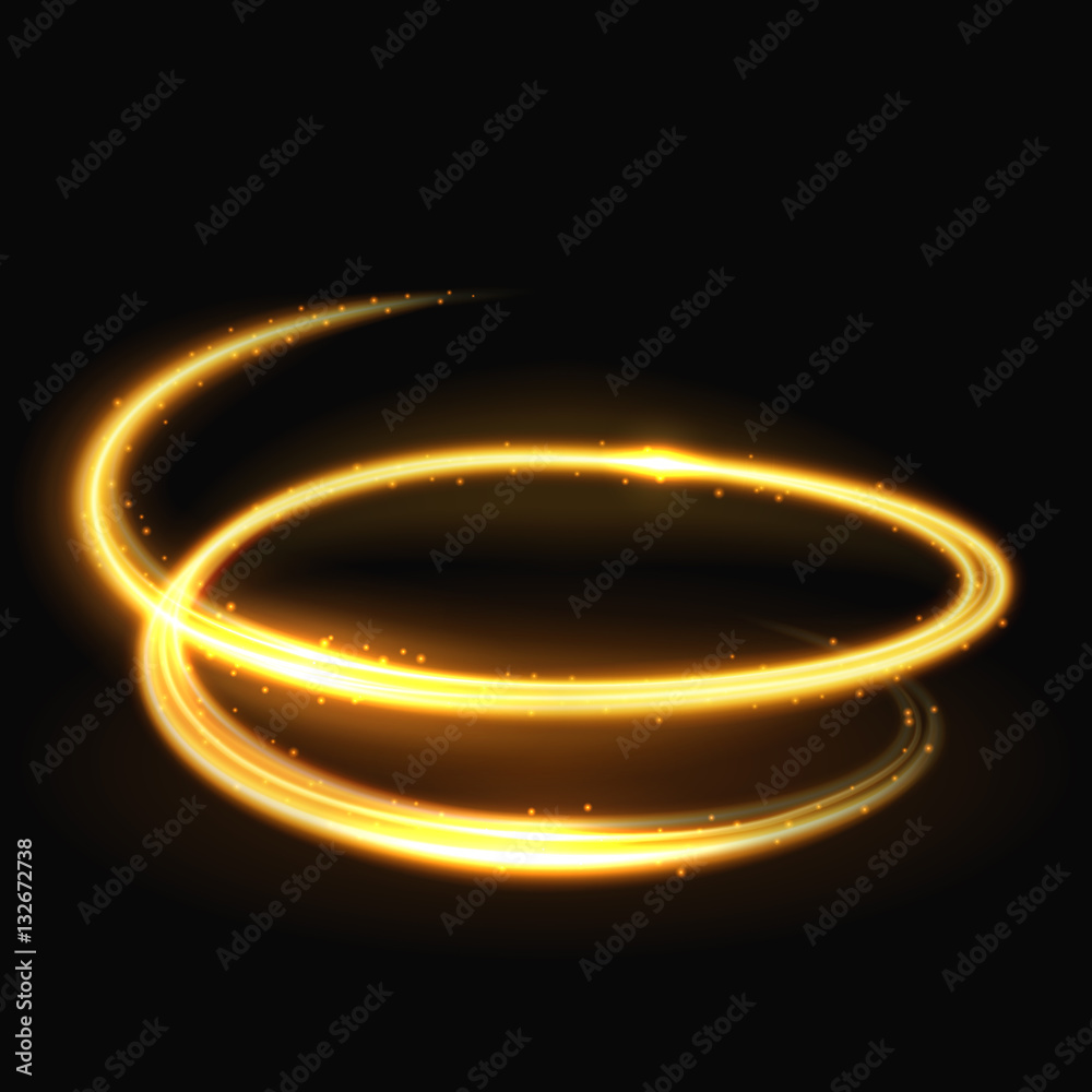 Poster magic light spiral glitz and glamour vector effect on black background