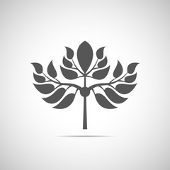 Abstract foliate element with shadow. Emblem.