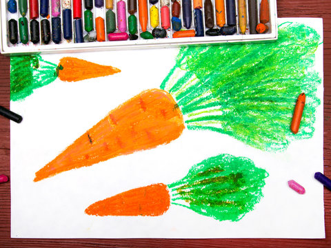 Colorful drawing: healthy carrots