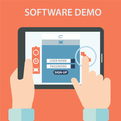 Software demo testing vector - obrazy, fototapety, plakaty