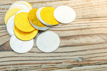 Chinese New Year decoration on wood wall .,Chinese characters te