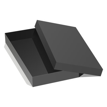 Black box with lid isolated on a white background. Vector illustration.