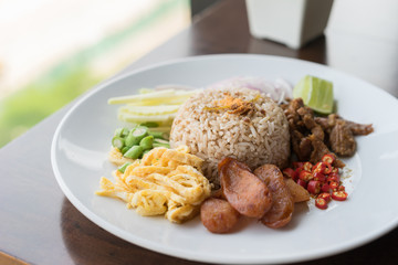 Fried Rice with Shrimp Paste, Thai food.