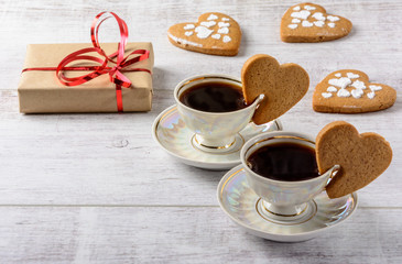 Present to the Valentine's Day  on the  table