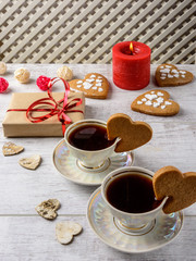 Present to the Valentine's Day  on the  table