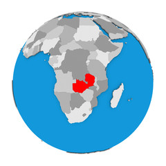 Zambia on globe
