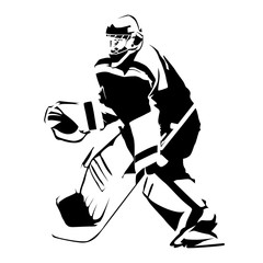 Ice hockey goalie, abstract vector silhouette