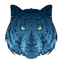 Wolf and the forest concept illustration