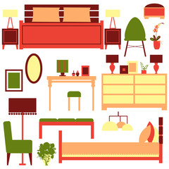 Bedroom furniture. Vector illustration