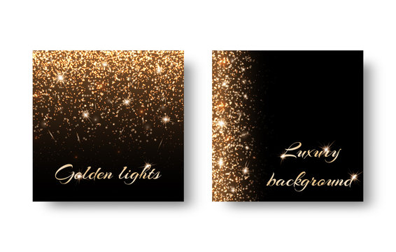 Set of backgrounds with festive lights on a black backdrop. Registration for celebrating birthdays, New Year, Christmas, Valentine's Day.
