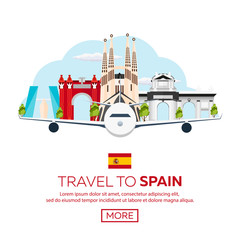 Travel to Spain skyline. Sagrada Familia. Vector flat illustration.