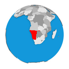 Namibia on globe