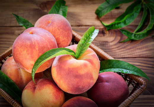 Fresh Peaches In a Basket