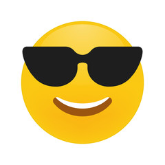 Cute smiling emoticon wearing black sunglasses