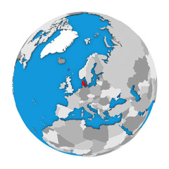 Denmark on globe