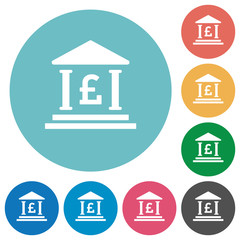 Pound bank office flat round icons