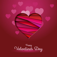 Happy Valentine's Day greeting card, red heart, eps10 vector