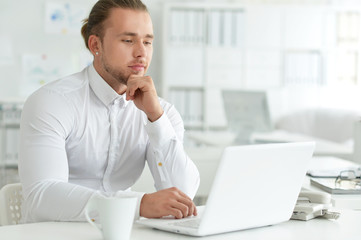 handsome businessman working