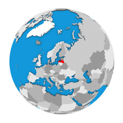 Naklejka premium Latvia on globe
