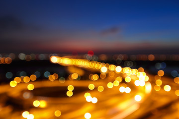 Beautiful bokeh of traffic from high point. Blurred background concept for business.