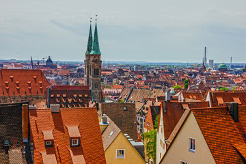 Naklejka na ściany i meble Nuremberg, Germany, old town houses, cityscape
