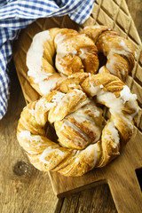 Fresh homemade pretzel with sugar glaze
