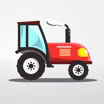 Tractor Icon Isolated. Vector Flat Design Agriculture Machine.
