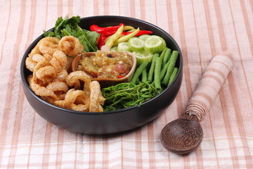 Green chili dip as  Nam Prik Num served side dish.