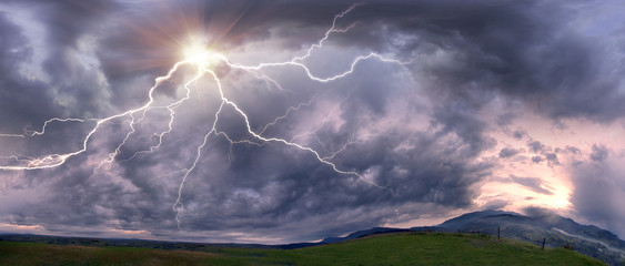 Thunderstorm at sunset