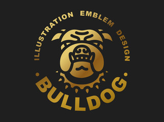 Bulldog head logo - vector illustration golden emblem