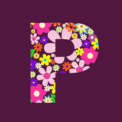 Letter of beautiful flowers P