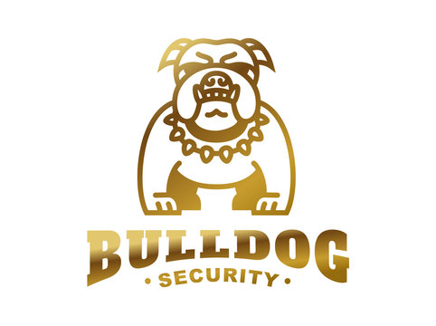 Bulldog logo - vector illustration, golden emblem
