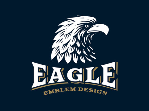 Eagle head logo - vector illustration on dark background