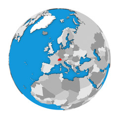 Switzerland on globe