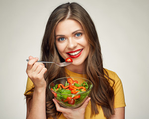 Young woman eating healthy food.