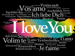 love words "I love you" in all languages of the world, words cloud