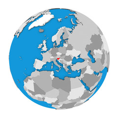 Slovenia on globe