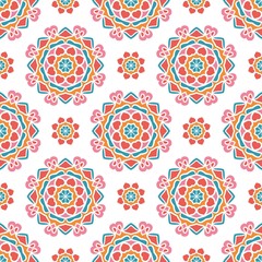 Vintage seamless pattern. Bright floral background. Kaleidoscope big bud