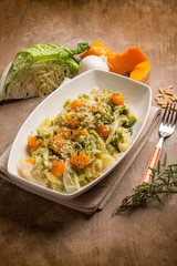  sauteed vegetables with  pumpkins  savoy cabbage and pine nuts