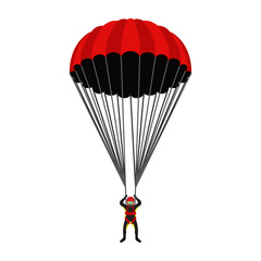 Skydiving school, academy illustration. Parachutist, extreme sport